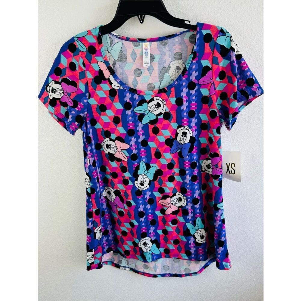 Lularoe Pink Purple Disney Minnie Mouse Classic Tee Size XS NWT